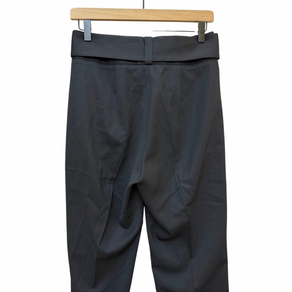 Maje High‎ Waisted Belted Tie Waist Pants Size 34 XS Black Luxury Virgin Wool - Picture 11 of 16